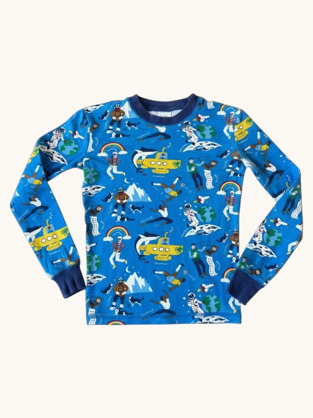 Mini Boden Explorers Scientists Graphic Tee Kids Size 10Y Long Sleeve